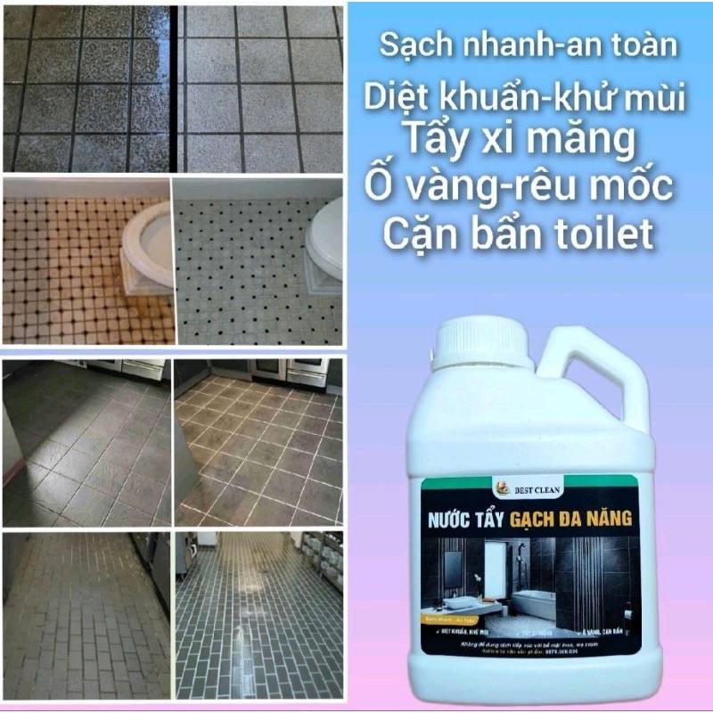 Nước tẩy xi măng, tẩy phòng vệ sinh KHÔNG MÙI, không ảnh hưởng đến bề mặt men sứ, can 1 lít