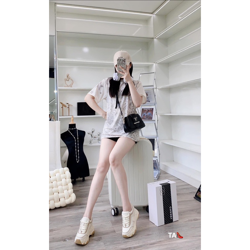 Giày thể thao nâng đế buộc dây cao 8cm tôn dáng, hàng quảng châu cao cấp đi bao êm