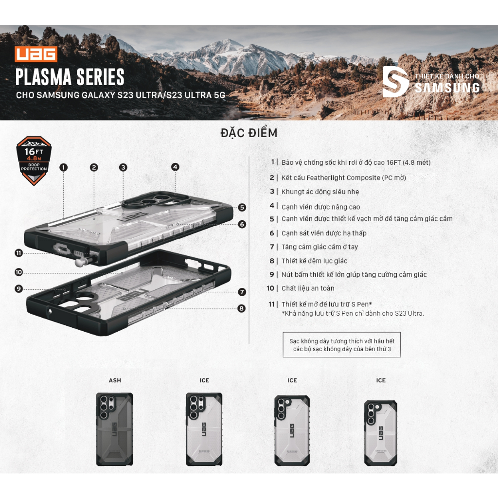 Ốp lưng UAG Plasma cho Samsung Galaxy S23 Ultra/S23 Ultra 5G