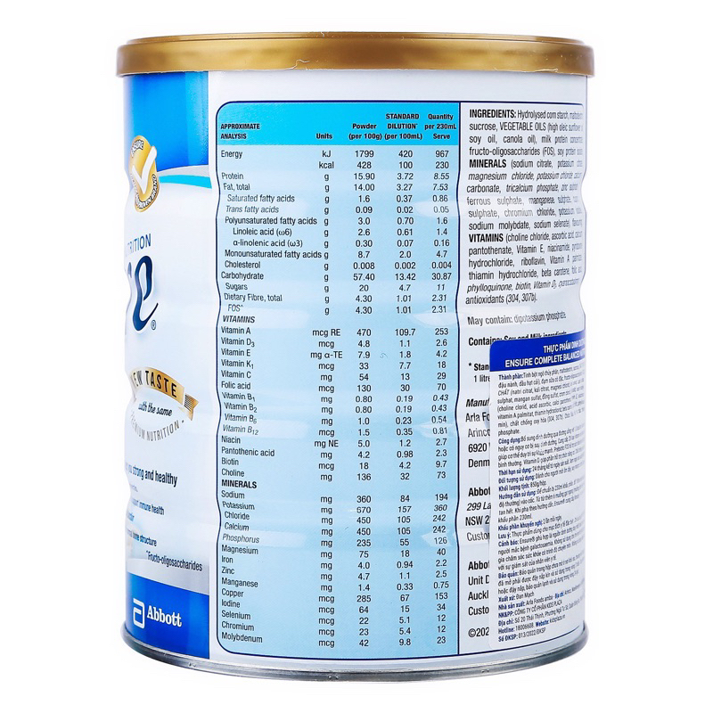 Sữa Ensure Úc 850g date mới nhất