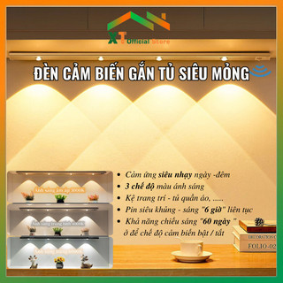 Đèn Cảm Biến Gắn Tủ Kệ Trang Trí, Đèn Led Tủ Bếp Cảm Biến Chuyển Động Gắn Tủ Quần Áo,Gắn Bàn Học Dùng Pin Sạc Tiện Lợi