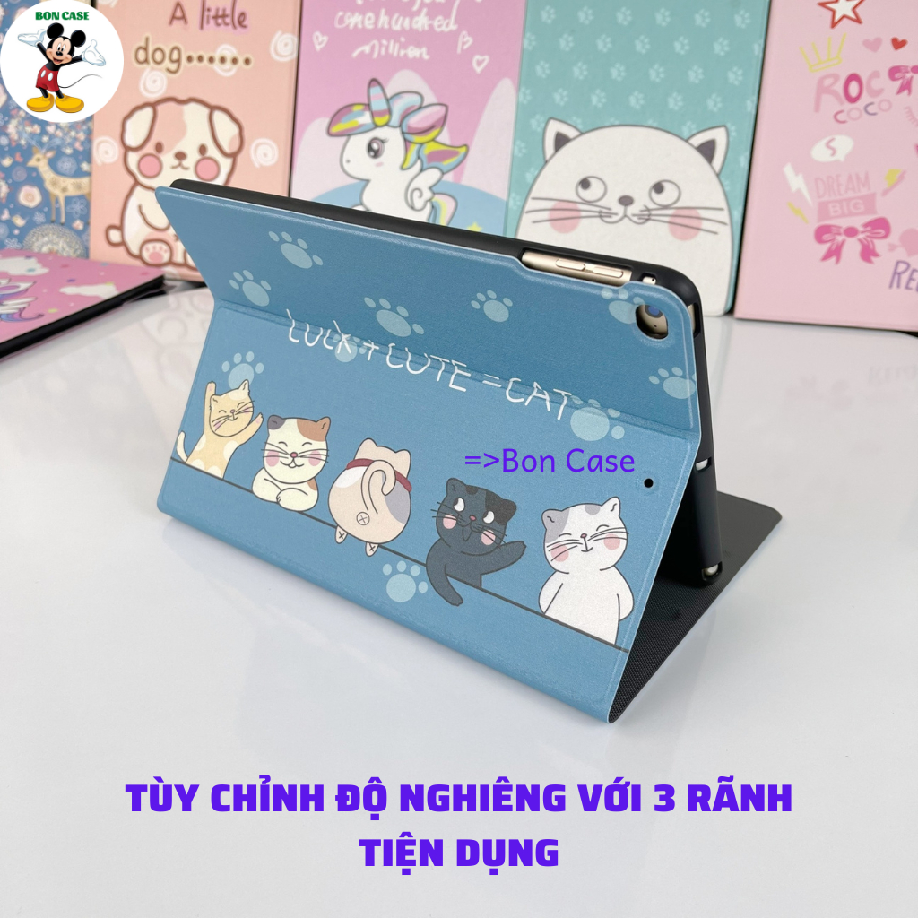 Ốp ipad silicon Luck cat cute ốp ipad Gen 5-6-7-8-9-10 -Pro 11-9.7-10.5 -Air 1-2-3-4-5...BON CASE