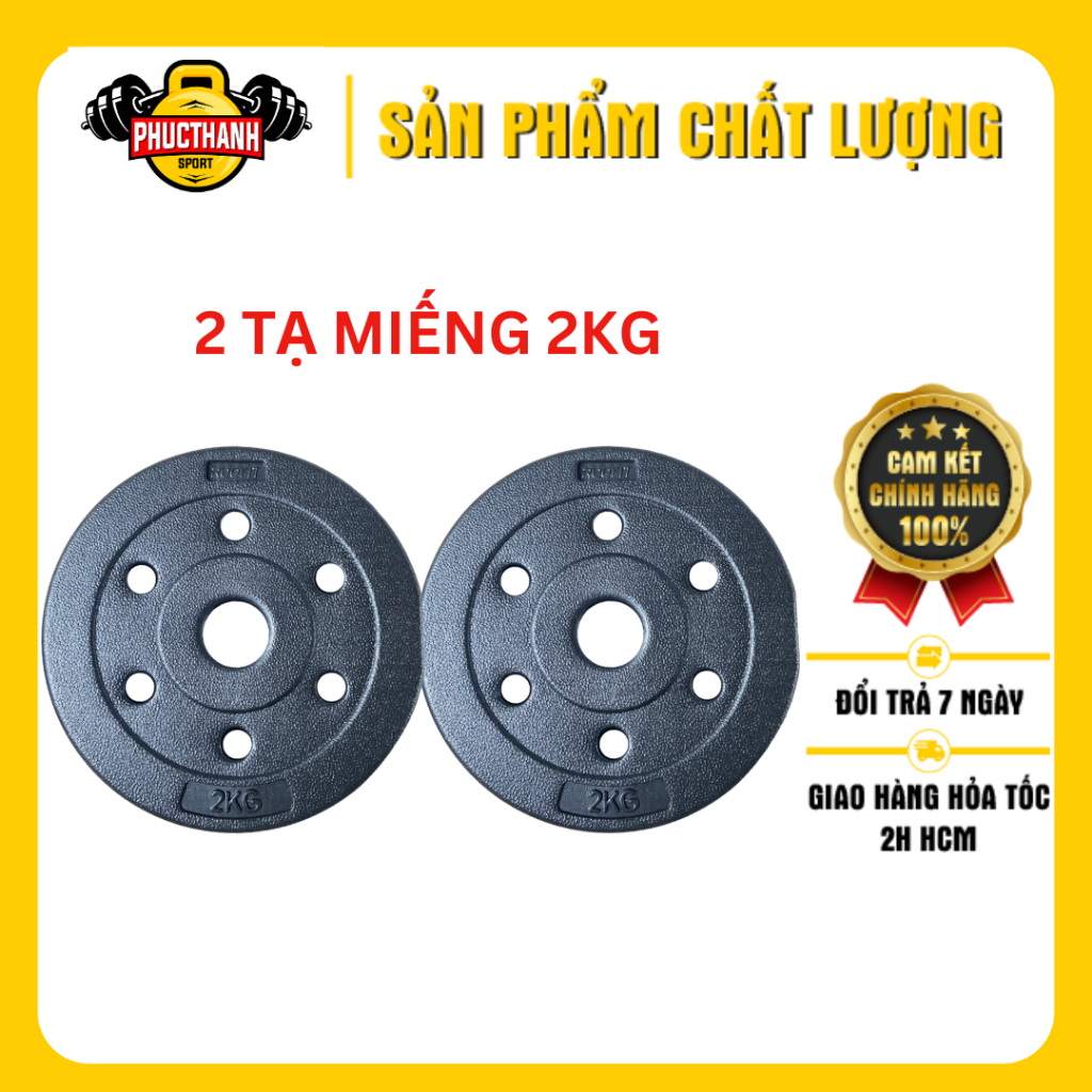 Bộ 2 tạ miếng nhựa đen Reefit 2kg có ruột (gồm 2 miếng) (PHUCTHANHSPORT)