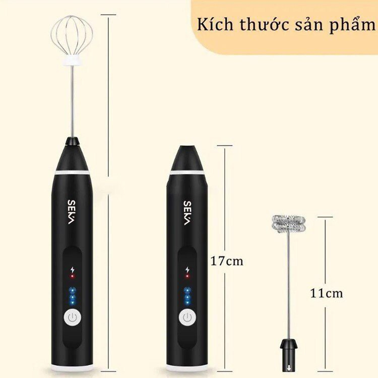 Máy Đánh Trứng Seka SK788 Chính Hãng, Que Tạo Bọt Cafe Mini Cầm Tay Không Dây 3 Cấp Độ - Sạc Pin sokany
