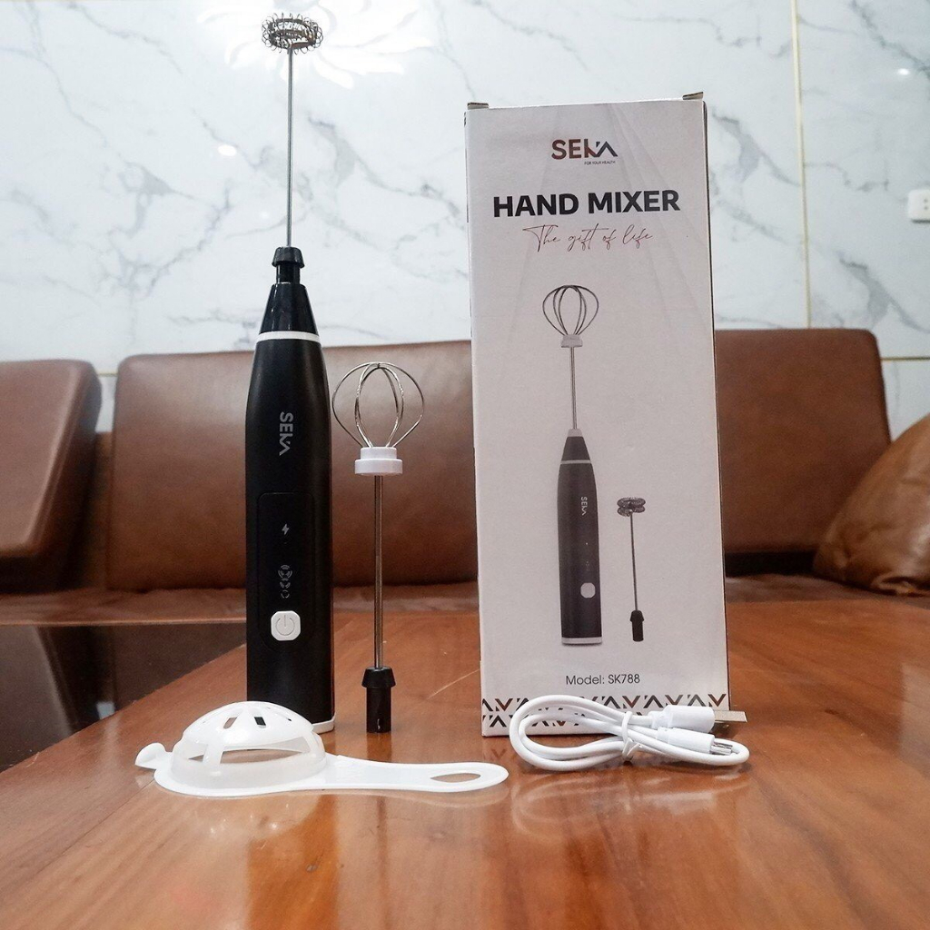 Máy Đánh Trứng Seka SK788 Chính Hãng, Que Tạo Bọt Cafe Mini Cầm Tay Không Dây 3 Cấp Độ - Sạc Pin sokany