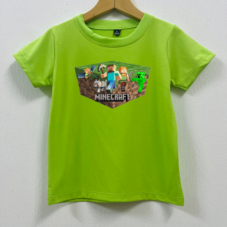Áo thun cổ tròn Minecraft đủ màu cho bé trai, size từ 10kg - 60kg