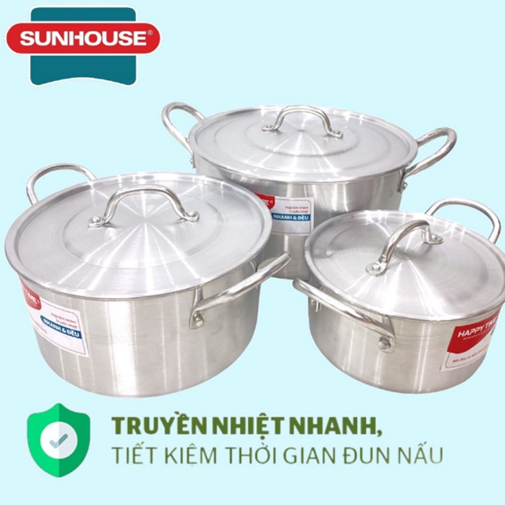 Nồi Nhôm SUNHOUSE Happytime HTP16-HTP329 Size 16đến 32cm)Dùng Trên Bếp Ga Và Bếp Hồng Ngoại Không Dùng Với Bếp Từ-KIMBAO