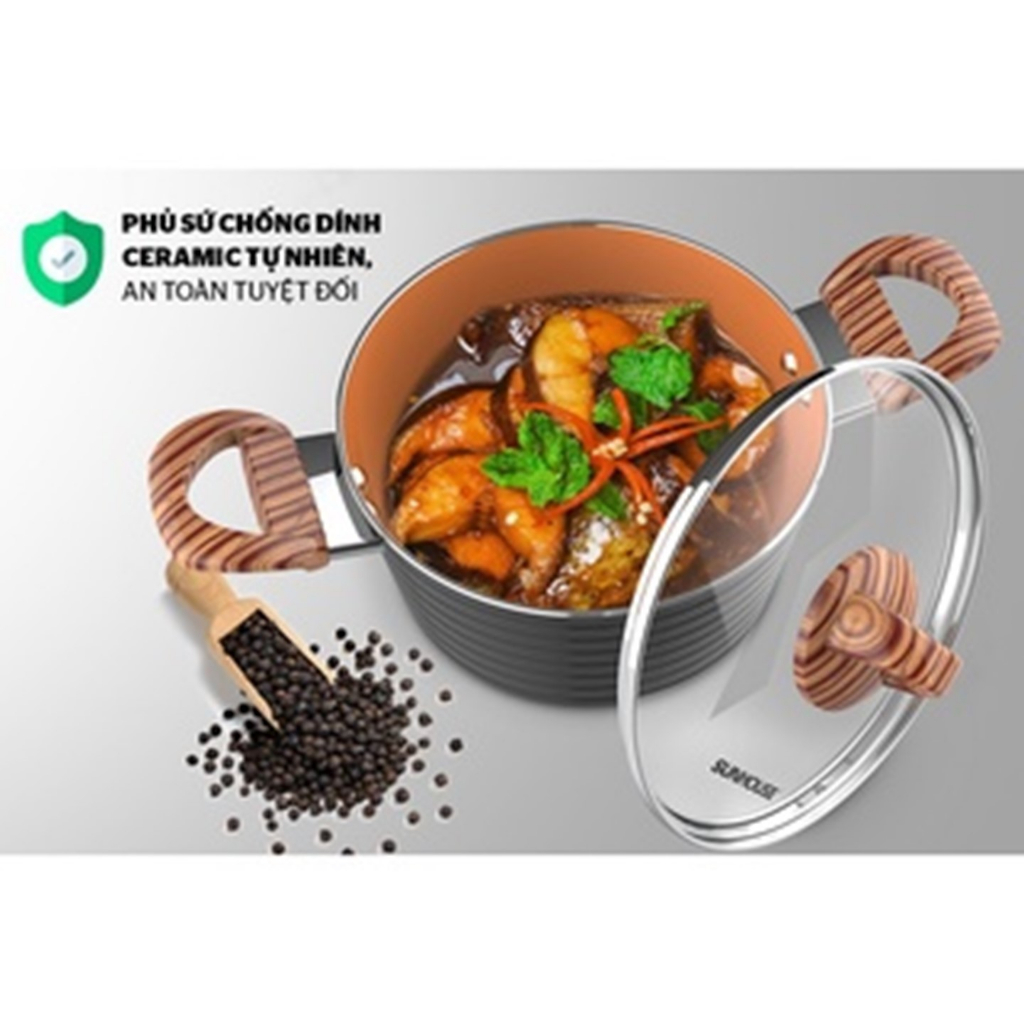 Nồi lẻ Ceramic Sunhouse SHG2018MCA size 18cm sử dụng trên mọi loại bếp-KIMBAO