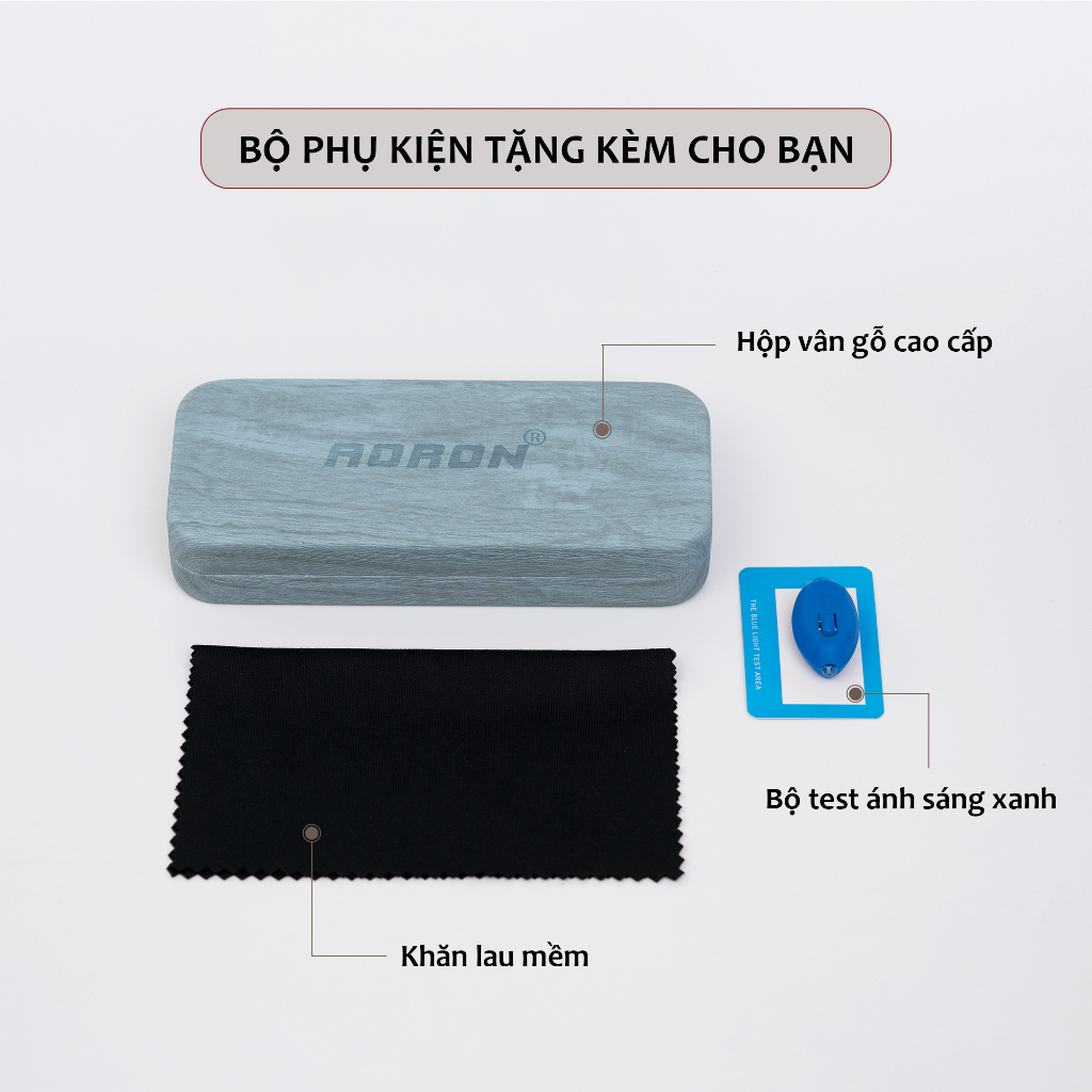 Kính Chống Ánh Sáng Xanh Gọng Vuông AORON Dành Cho Nam Và Nữ Chống Nhức Mỏi Mắt Hạn Chế Cận Thị-AK075