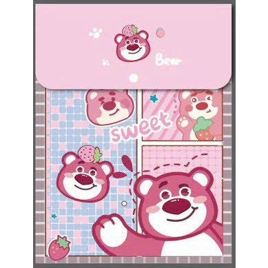 Bìa nút dọc đựng hồ sơ tài liệu Magic A4 hình gấu dâu hồng Lotso