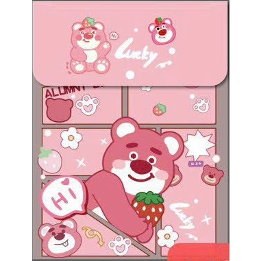 Bìa nút dọc đựng hồ sơ tài liệu Magic A4 hình gấu dâu hồng Lotso