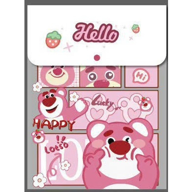 Bìa nút dọc đựng hồ sơ tài liệu Magic A4 hình gấu dâu hồng Lotso