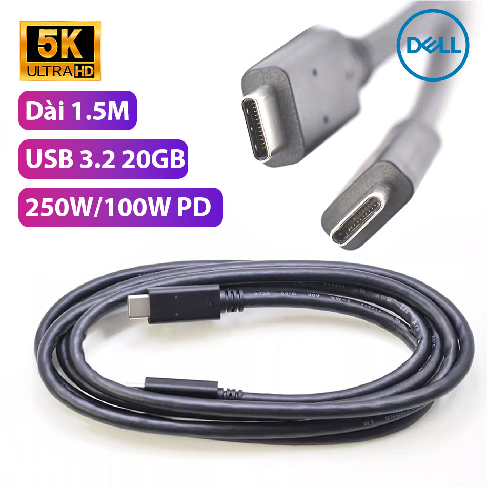 Cáp Type C hai đầu đực xuất màn 5K 4K 120hz 60hz thương thích Thunderbolt 3, 4, sạc PD 250W 100W, USB 3.2GEN 2 20Gbps