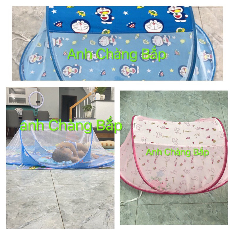 (khóa chắc chắn)_Màn chụp cho bé gấp gọn, mùng chụp cho bé chống muỗi, dùng cho giường và nôi cũi*tặng vòng dâu)