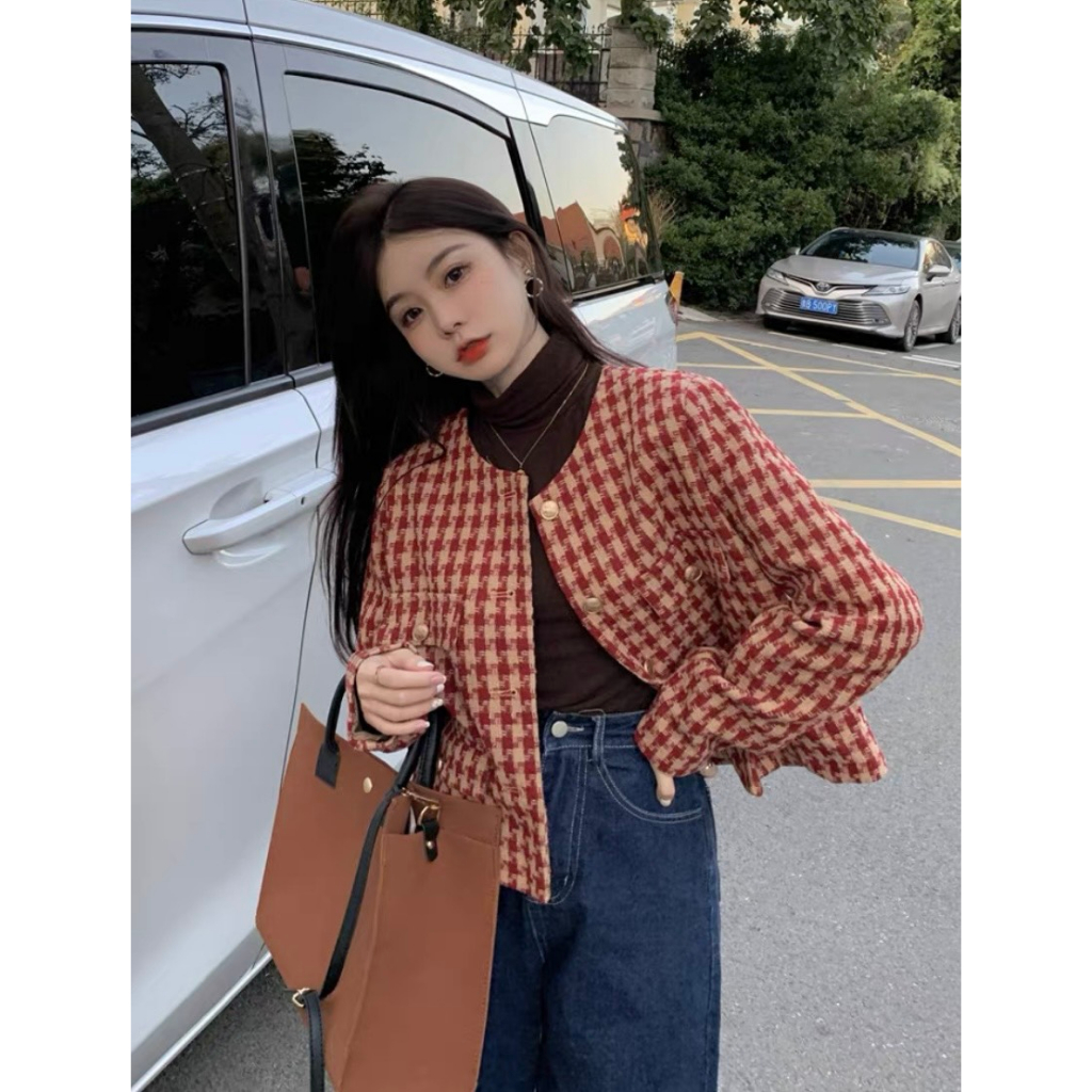 Áo dạ tweed Caro hàng LOẠI 1 dáng tiểu thư Cemos