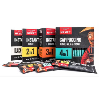 Cà phê hòa tan mr viet - mr viet instant coffee - đen americano / 2in 1 / 3in1 / cappuccino 4 in 1