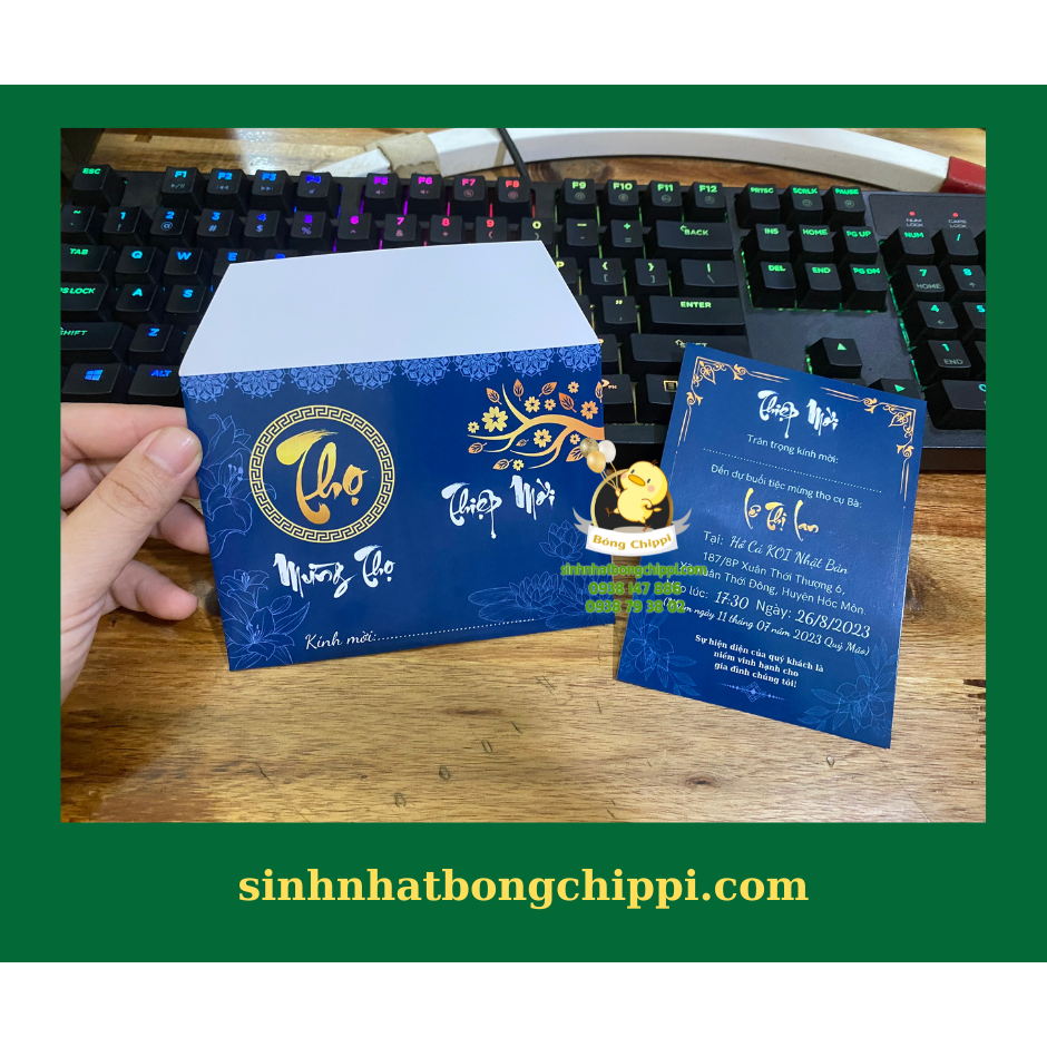 (Giảm Giá) Combo 10 Thiệp Mời Mừng Thọ Được Thay Màu