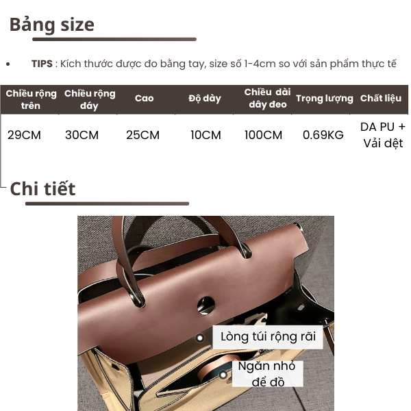 Túi công sở phối da khuy cài sang trọng HERBAG