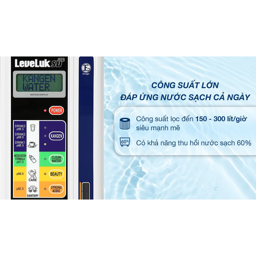 Máy lọc nước điện giải Ion kiềm KANGEN LEVELUK SD501, Bảo hành hàng chính hãng 100%