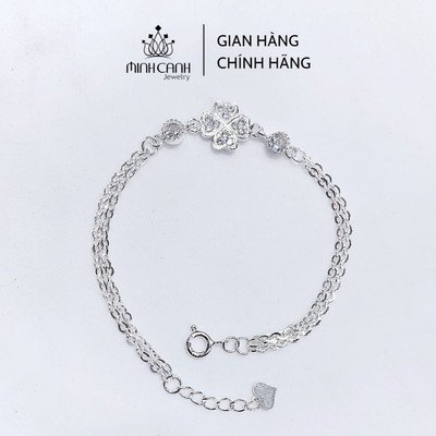 Lắc Tay Cỏ 4 Lá Dây Đôi Bạc - Minh Canh Jewelry