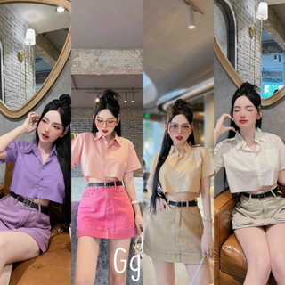 Áo sơ mi croptop vải kaki mềm siêu hot 2023 b5u