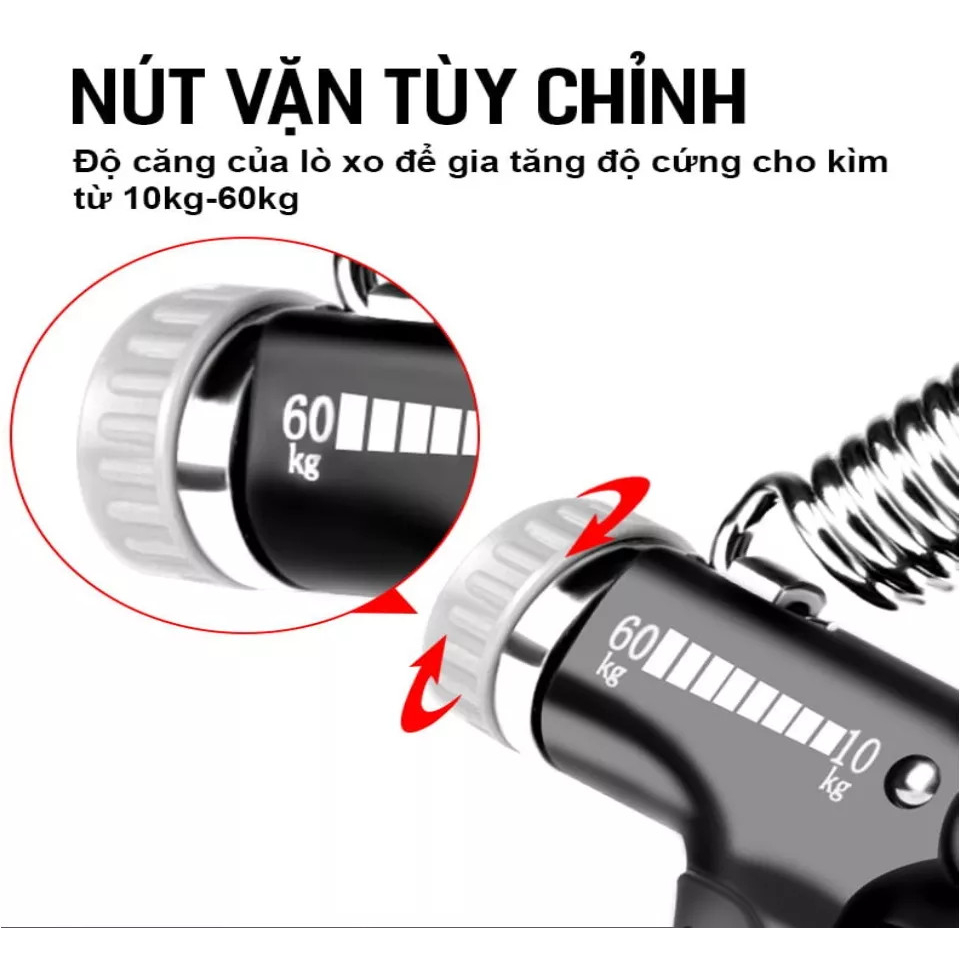 Kìm bóp tay 120kg Siêu Khỏe - Kìm bóp tập cơ tay có màn hình điện tử đếm số - Chính hãng dododios