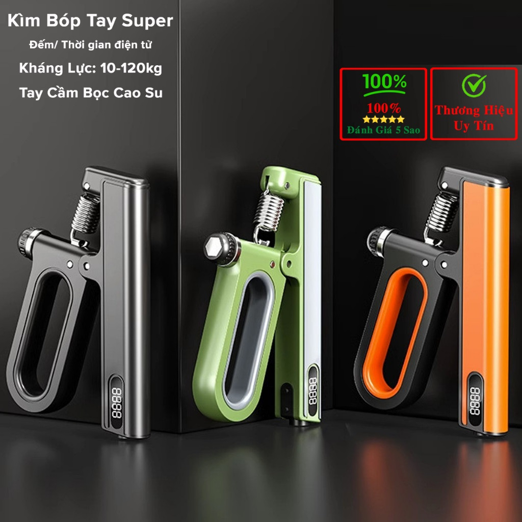 Kìm bóp tay 120kg Siêu Khỏe - Kìm bóp tập cơ tay có màn hình điện tử đếm số - Chính hãng dododios