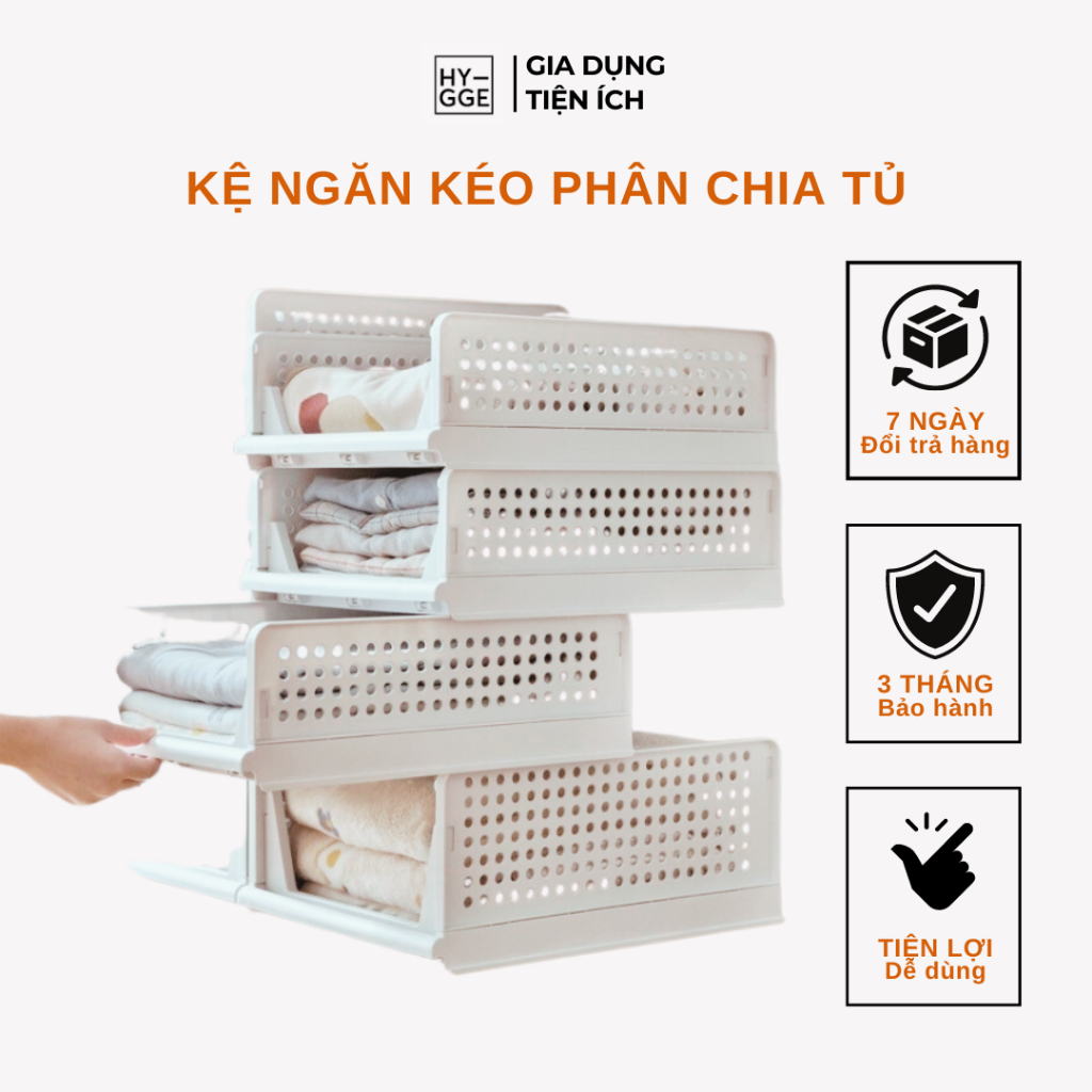 Kệ Ngăn Kéo Phân Chia Tủ Quần Áo, Đồ Dùng Gấp gọn nhựa