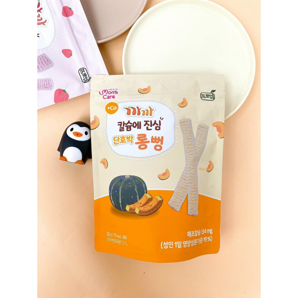 Bánh Gạo Lứt Canxi Thanh dài Mom's Care cho bé ăn dặm từ 6 tháng tuổi