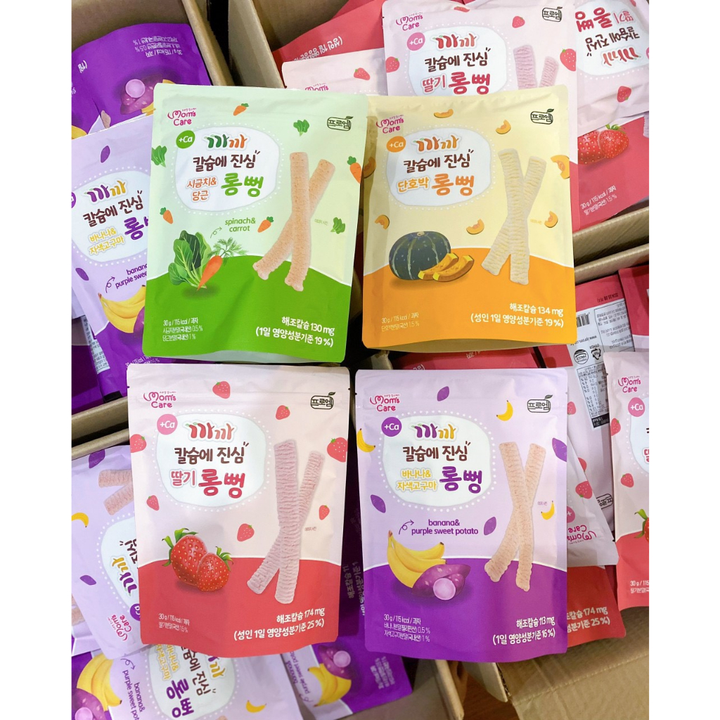 Bánh Gạo Lứt Canxi Thanh dài Mom's Care cho bé ăn dặm từ 6 tháng tuổi