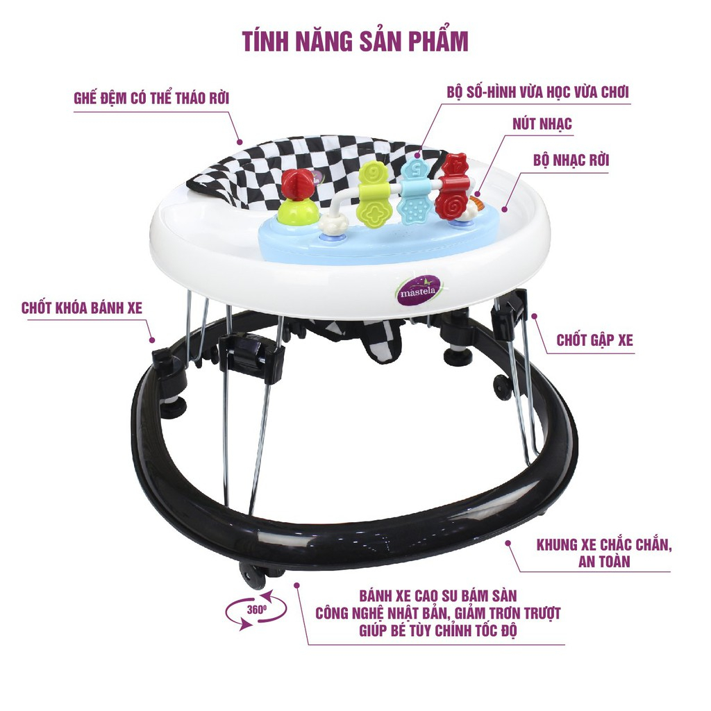 Xe tập đi Mastela có đèn có nhạc đồ chơi W2002 - Hàng chính hãng có bảo hành