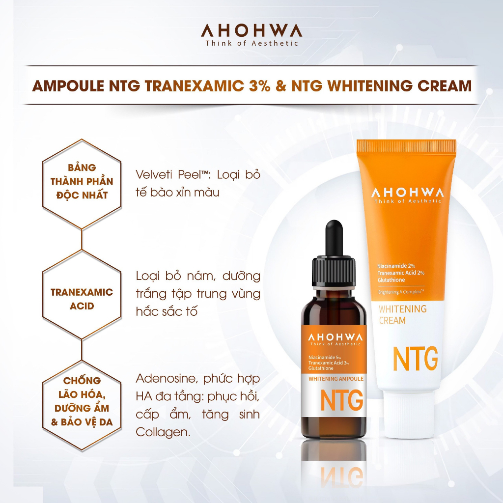 Kem NTG Dưỡng Trắng Da , Giảm Sạm, Tàn Nhang, Xóa Nhăn Ahohwa Whitening Cream 50g