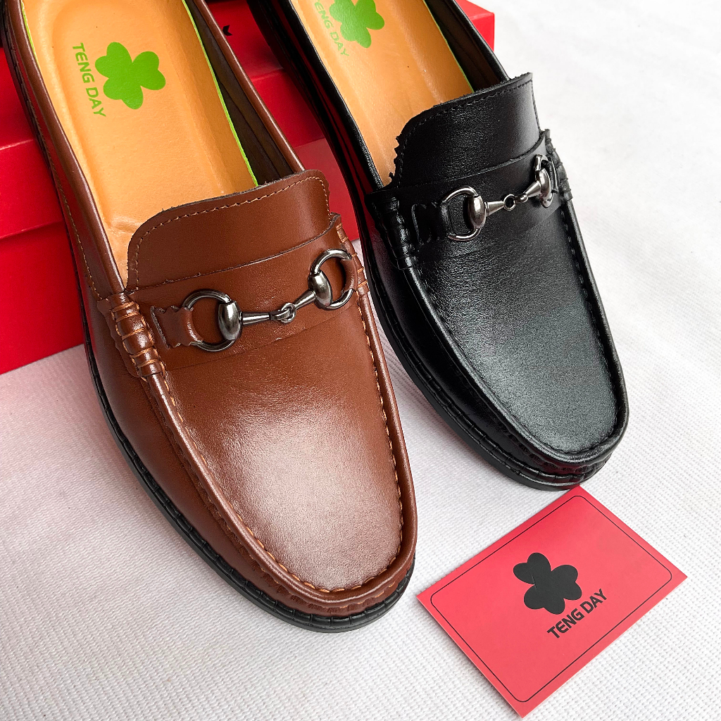 Giày Lười Sục Nam Khâu Thời Trang - Đế Cao Su Da Bò Thật, Mạnh Mẽ. Tengday Vietnam - Màu Đen, Nâu, Vàng