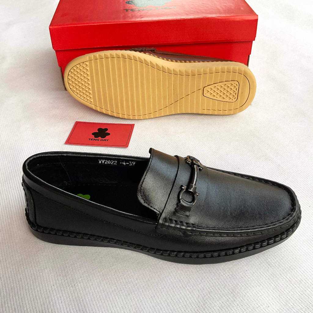 Giày Lười Nam Thời Trang. Đế Cao Su Da Bò Thật. Mạnh Mẽ. Tengday Vietnam - Màu đen, nâu, vàng