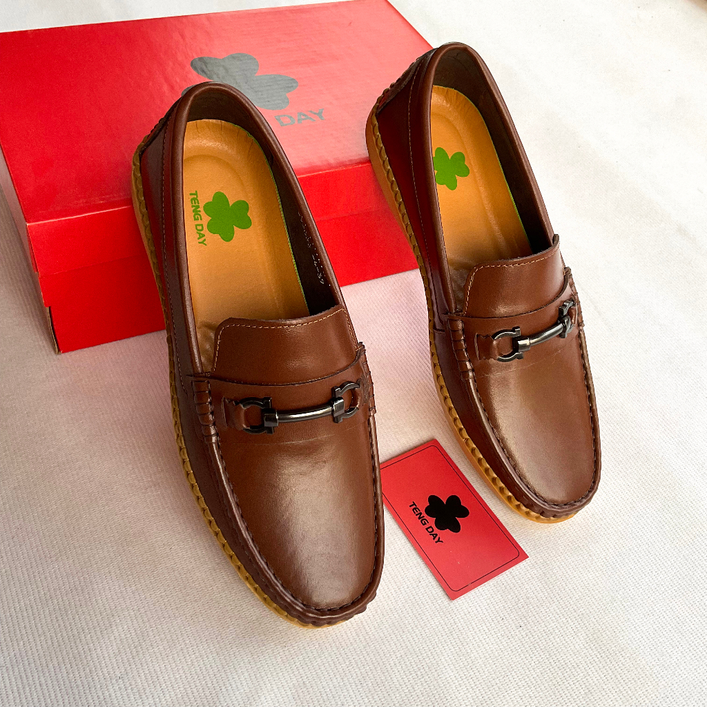 Giày Lười Nam Thời Trang. Đế Cao Su Da Bò Thật. Mạnh Mẽ. Tengday Vietnam - Màu đen, nâu, vàng