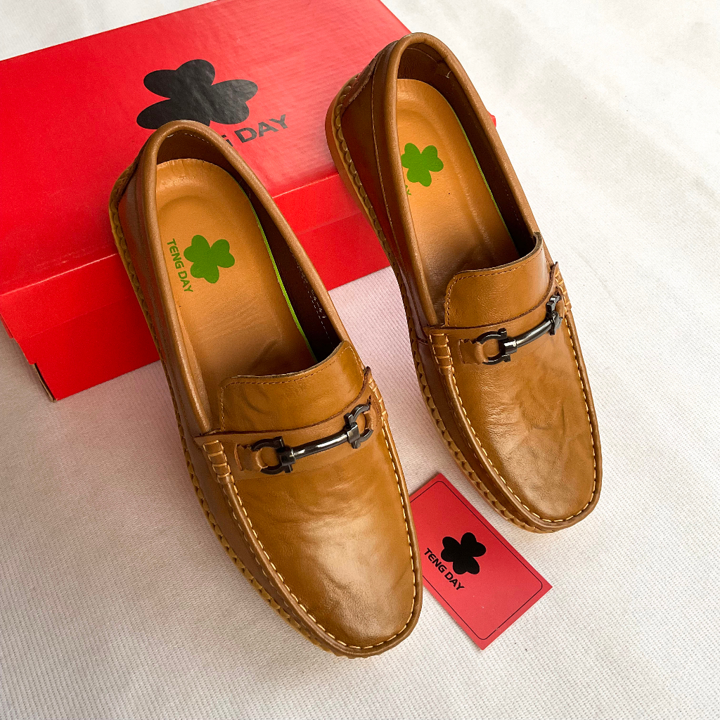 Giày Lười Nam Thời Trang. Đế Cao Su Da Bò Thật. Mạnh Mẽ. Tengday Vietnam - Màu đen, nâu, vàng