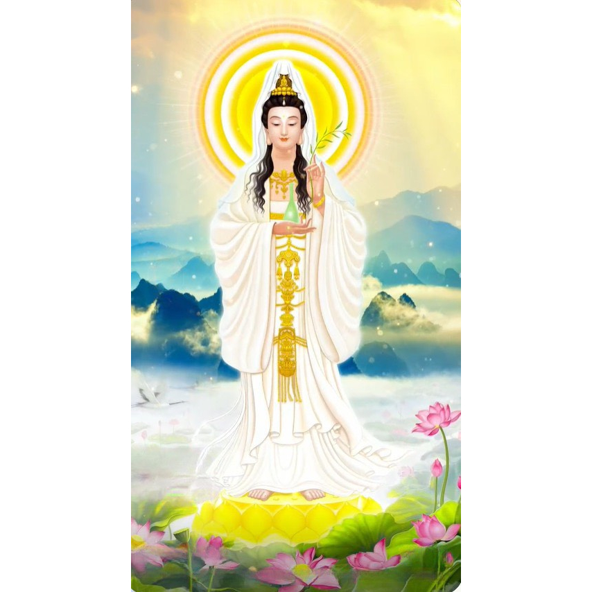 Tranh tự đính đá 5d phật Quan Thế Âm Bồ Tát
