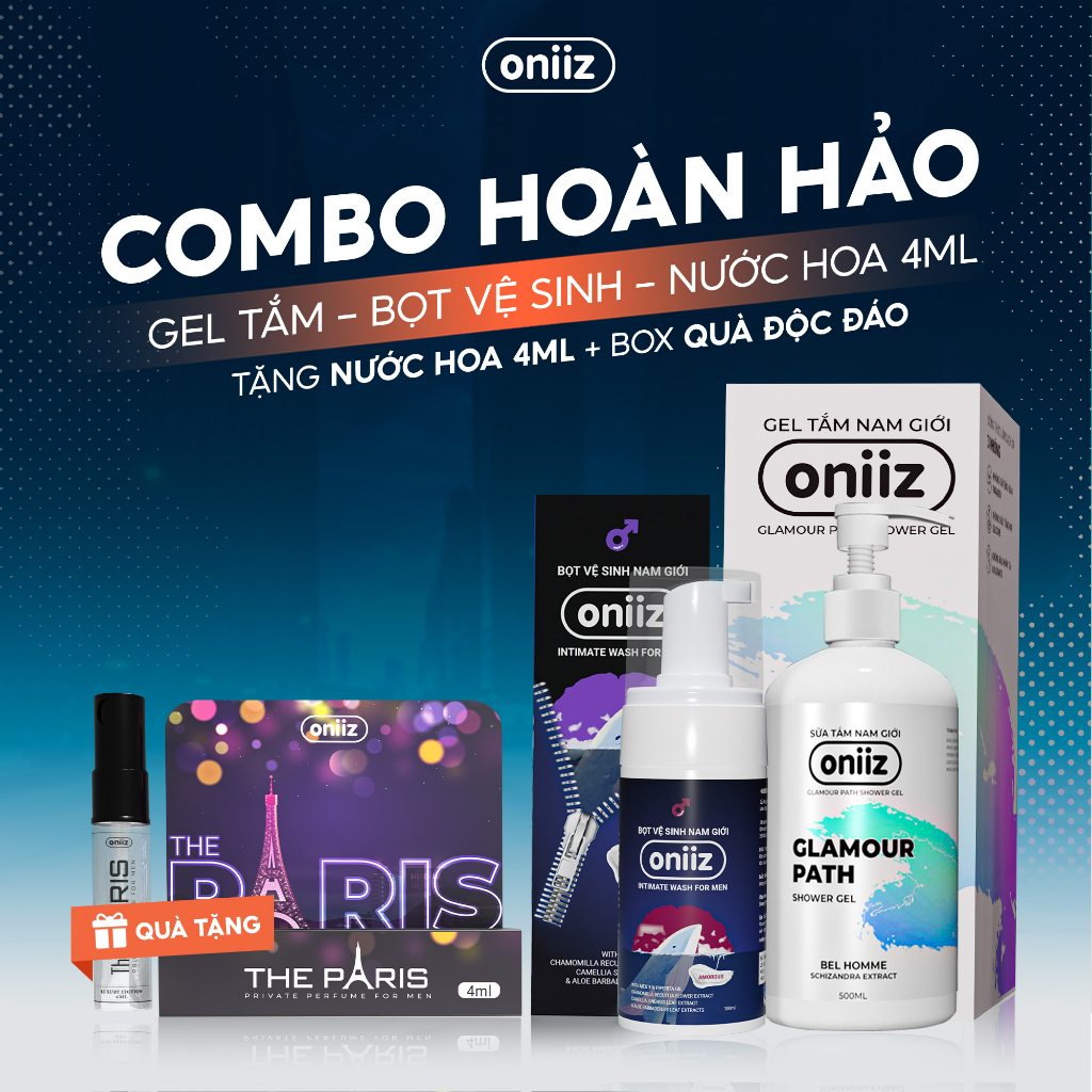 Combo hoàn hảo Bọt vệ sinh nam giới, Sữa tắm hương nước hoa Oniiz - Quà tặng nước hoa dùng thử