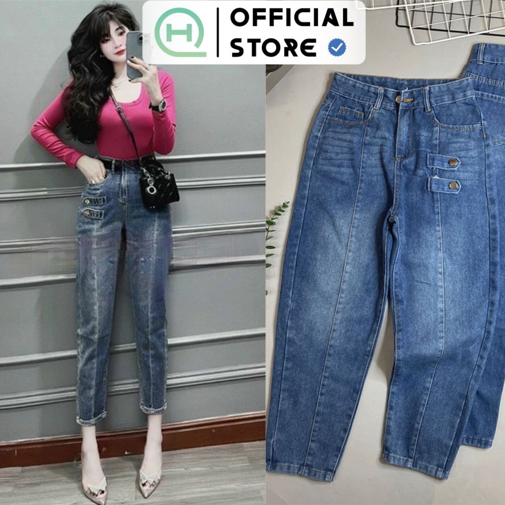 Quần Baggy Jean Thiết Kế Gân Giữa Hack Dáng Cao Cấp 2023