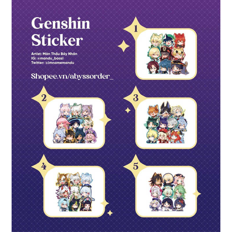 GENSHIN CHIBI STICKER PACK- Hình dán chibi genshin impact