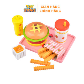 Set đồ chơi đồ ăn nhanh bằng gỗ toystore FUDAER đồ chơi hamburger, khoai tây chiên đáng yêu cho bé