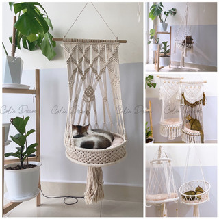 võng mèo, xích đu mèo chụp ảnh macrame handmade (tặng kèm đệm lót)