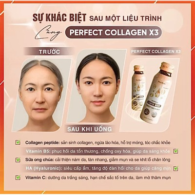 Nước Uống Bổ Sung Collagen X3 Hàn Quốc dưỡng trắng da, ngăn ngừa lão hóa