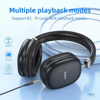 Tai Nghe Chụp Tai Hoco W35 - Pin Siêu Trâu 40h, Bass Hay,Bluetooth V5.3, Kiểu Dáng Sang Trọng, Chống Ồn, Chống Thấm Nước