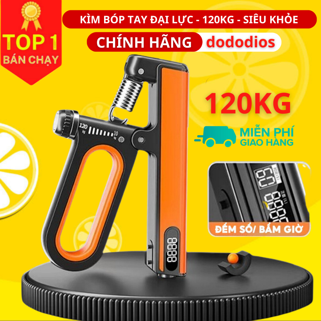 Màu CAM - Kìm Bóp Tay 120kg Super Cải Tiến Kháng Lực Có Đếm Số Đếm Giờ Điện Tử Dụng Cụ Tập Gym Tại Nhà Hãng dododios