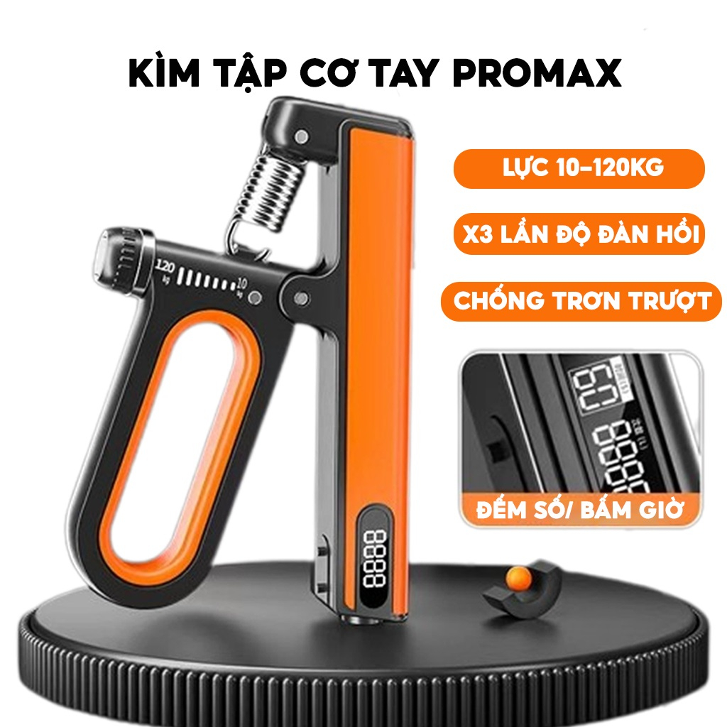 Màu CAM - Kìm Bóp Tay 120kg Super Cải Tiến Kháng Lực Có Đếm Số Đếm Giờ Điện Tử Dụng Cụ Tập Gym Tại Nhà Hãng dododios