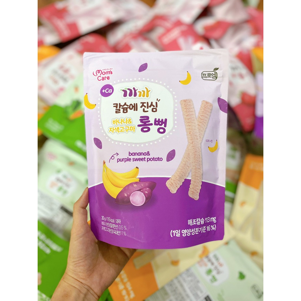 Bánh Gạo Lứt Canxi Thanh dài Mom's Care cho bé ăn dặm từ 6 tháng tuổi