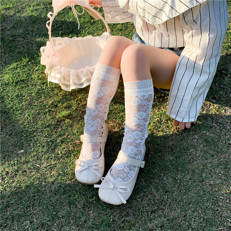 Tất đùi ren trắng tiểu thư cho bé gái