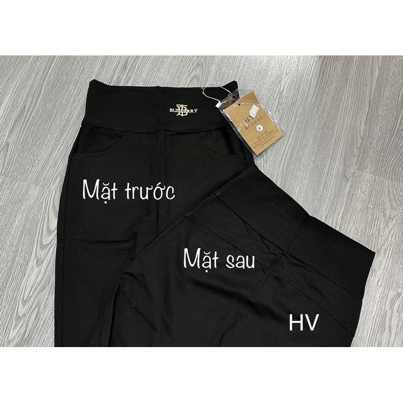 Quần legging cạp cao chất dày thêu chữ