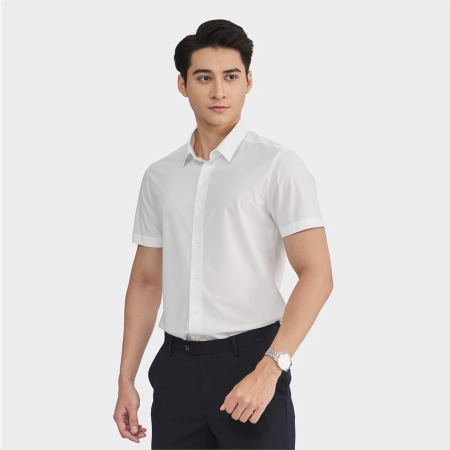 (Mẫu mới) Áo sơ mi nam ngắn tay ARISTINO B màu trắng kẻ sọc chìm thời thượng, và lịch lãm - 1SSR07